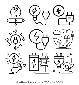Power vector icon set. set of icons