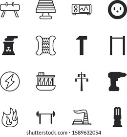 power vector icon set such as: dumbell, warning, claw, athletic, lineman, socket, unplug, street, fiery, household, sketch, passion, saving, palm, view, horizontal, glass, distribution, illumination