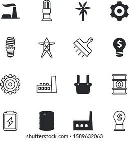 power vector icon set such as: wind, ore, tool, battery, station, image, isometric, volt, line, empty, dutch, interface, web, supply, charge, windmill, countryside, alternative, emblem, metallurgy