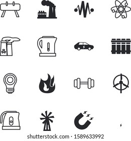 power vector icon set such as: magnetic, urban, smoke, central, passion, vaulting, atomic, drawing, thunder, red, production, electron, powerful, atoms, weights, warm, radiator, manufacturing, muscle