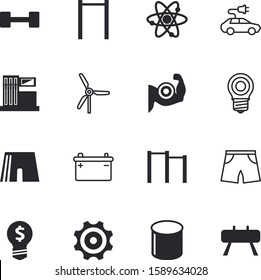 power vector icon set such as: supply, ecological, web, engine, orbit, chemistry, weightlifting, technical, mechanism, bodybuilder, muscular, drawing, heating, windmill, fist, male, machine