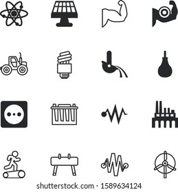 Power Vector Icon Set Such As: Device, Rural, Cord, Punching, Idea, Accumulator, Farm, Healthcare, Electron, Vehicle, Particle, Lamps, Helmet, Metallurgy, Uk, Unplug, Electronic, Storage, Vectors