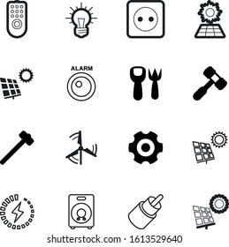 power vector icon set such as: interface, agriculture, tv, image, switch, outlet, turbine, mobile, moving, lightbulb, charger, wheel, drawing, control, studio, flasher, insert, shiny, lights, blue
