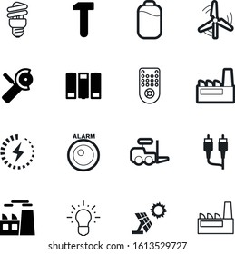 power vector icon set such as: buttons, center, circle, up, innovation, truck, fluorescent, wind, lights, renewable, cell, transport, rca, lamp, phone, siren, connector, windmill, engineering