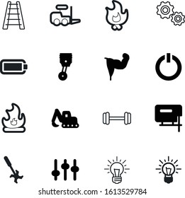 power vector icon set such as: gears, steel, mechanics, silver, set, human, cogwheel, drawing, carpentry, child, diesel, excavator, forklift, soil, begin, mechanical, hydraulic, hardware, saw, circle