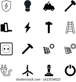 power vector icon set such as: idea, level, insert, hardware, win, propeller, secure, stairway, singer, up, business, app, lightbulb, step, wall, hydroelectric, powerful, shock, adapter, guard