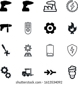 power vector icon set such as: thunderbolt, protect, panel, heavy, usb, factory, raise, oil, up, land, creative, clock, leisure, burn, strength, office, lawn, forklift, logo, nuclear, cable, orange