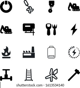 power vector icon set such as: soil, job, flame, hot, propeller, interface, storm, cultivator, charging, drive, cutting, urban, motor, switch, bright, electronic, hammer, saw, image, season