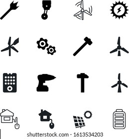 power vector icon set such as: device, set, wheel, real, engineering, sledgehammer, program, channel, silver, style, image, modern, charge, digital, color, wood, cogwheel, accumulator, hardware