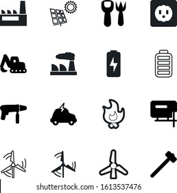 power vector icon set such as: drilling, game, blade, interface, smoke, media, natural, cut, accumulator, saw, bonfire, hard, singer, wall, sand, sunlight, leisure, office, excavator, electrical