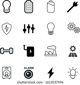 power vector icon set such as: red, filter, gear, engineering, manufacturing, buttons, emblem, manufacture, volume, motion, loudspeaker, construction, portable, building, panel, accessories, nuclear