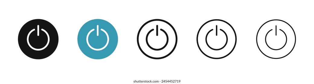 Power vector icon set. turn off switch line icon. computer start and shutdown button. start and stop icon for Ui designs.