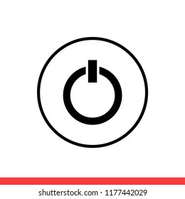 Power vector icon, start symbol. Simple, flat design for web or mobile app