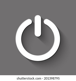 Power vector icon - white illustration with shadow on gray background