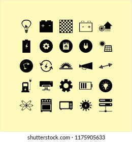 power vector icons set. with bulb, air conditioner, microwave and gear in set