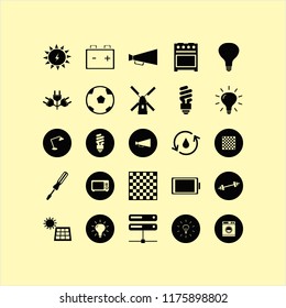 power vector icons set. with dumbbell, chess board, soccer ball and desk table lamp in set