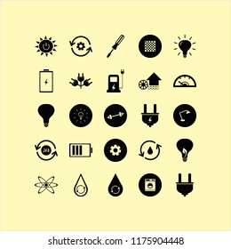 power vector icons set. with gear, recycle gear, atom and battery in set