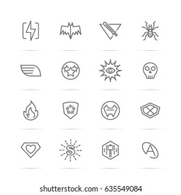 superheroÃ¢â?¬â?¢s power vector line icons, minimal pictogram design, editable stroke for any resolution