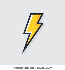 Power Vector Symbol. Electric Lightning Bold Logotype Isolated On White Background For Electric Power Icon, Poster, T Shirt. Thunder Icon. Storm Pictogram. Flash Light Sign. 10 Eps