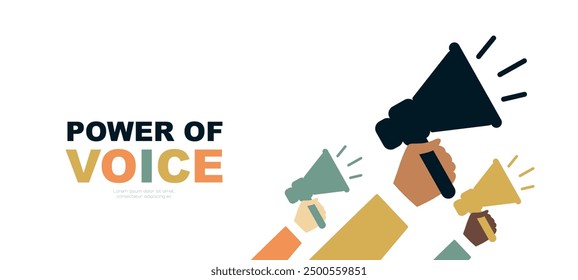 Power of Voice banner. Freedom of Speech theme. Modern design.