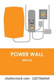Power wall concept in flat style. Vector illustration. For web, banner, shop.