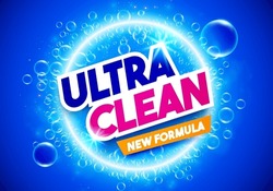 Power Wash And Clean Label With Bubble Background