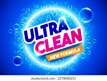 Power Wash And Clean Label With Bubble Background