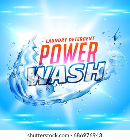 Power Wash Laundry Detergent Packaging Concept Design With Water Splash