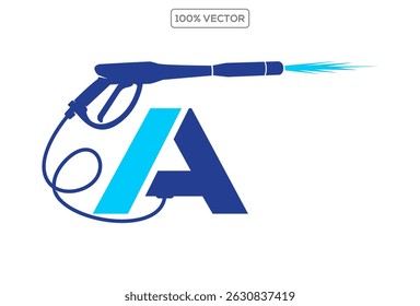 Vetor de design de logotipo de lavagem de energia com design de letra A concept.template