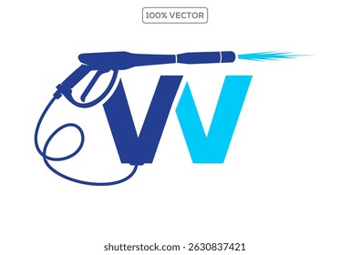 Power wash logo design vector with letter W concept.template design