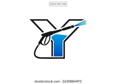 Power wash logo design vector with letter Y concept.template design illustration