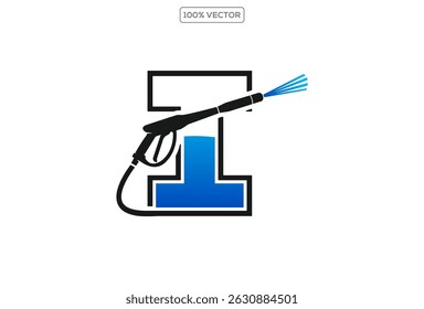 Vetor de design de logotipo de lavagem de energia com letra I concept.template ilustração de design