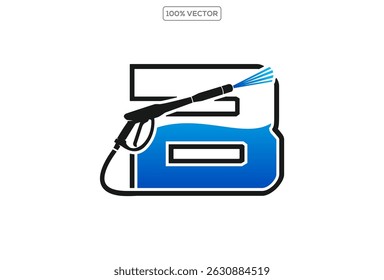Power wash logo design vector with letter B concept.template design illustration