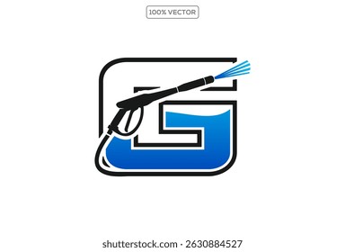 Power wash logo design vector with letter G concept.template design illustration