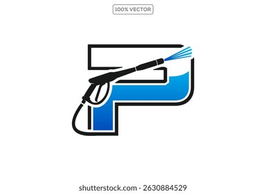Vetor de design de logotipo de lavagem de energia com letra P concept.template ilustração de design