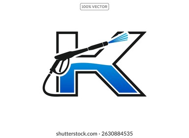 Vetor de design de logotipo de lavagem de energia com letra K concept.template ilustração de design