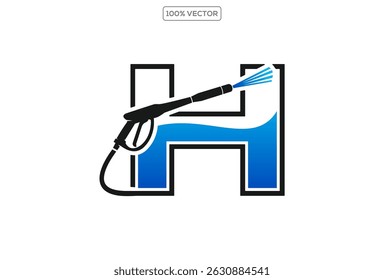 Power wash logo design vector with letter H concept.template design illustration