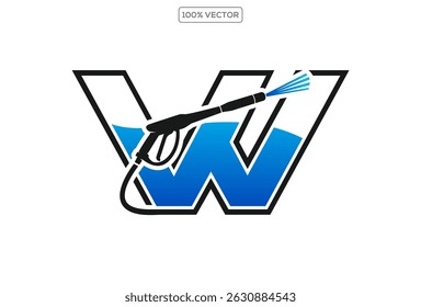 Vetor de design de logotipo de lavagem de energia com letra W concept.template ilustração de design