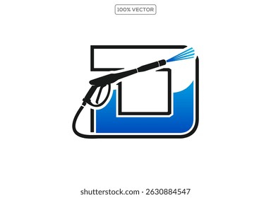 Vetor de design de logotipo de lavagem de energia com letra D concept.template ilustração de design