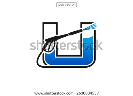Power wash logo design vector with letter U concept.template design illustration