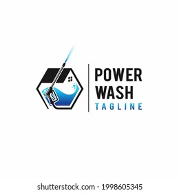 Power wash logo with hexagon concept