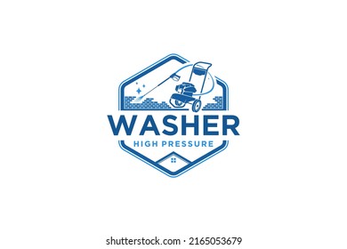 Power Wash Logo High Pressure Water Cleaner Hydro Jet Washer Emblem Badge Shape 