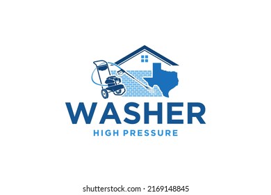 Power Wash Logo High Pressure Water Cleaner Hydro Jet Washer Emblem Badge Shape Texas Country