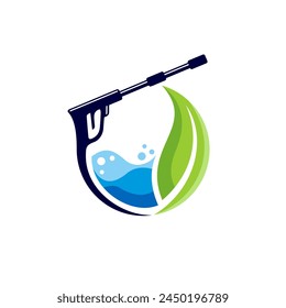 Power wash logo with leaf concept