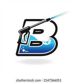 Power Wash Logo With Letter B Concept