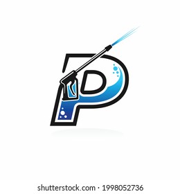 Power wash logo with letter P concept