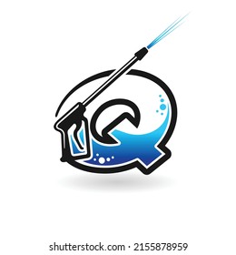 Power wash logo with letter Q concept