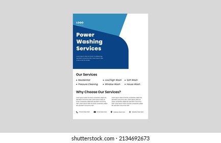 power washing service flyer design template. pressure wash service poster, leaflet design. professional power washing flyer.