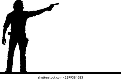 El poder de un hombre bien diseñado sosteniendo una imagen vectorial de silueta de arma