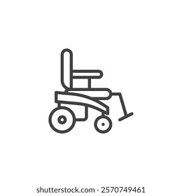 Power Wheelchair line icon. linear style sign for mobile concept and web design. A motorized wheelchair outline vector icon. Symbol, logo illustration. Vector graphics